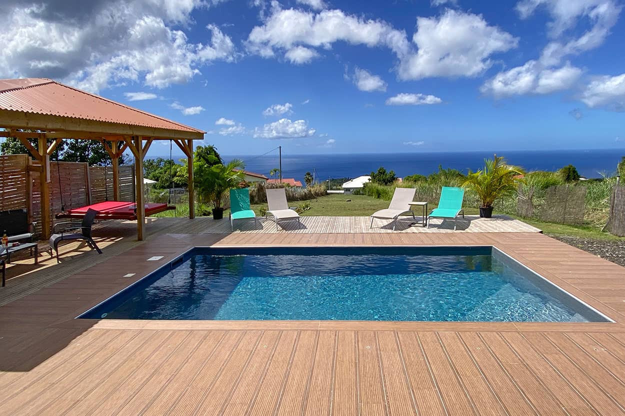 KAZ BELLE VUE Location villa Martinique vue mer piscine le Carbet - PMR - Piscine de 6 x 3