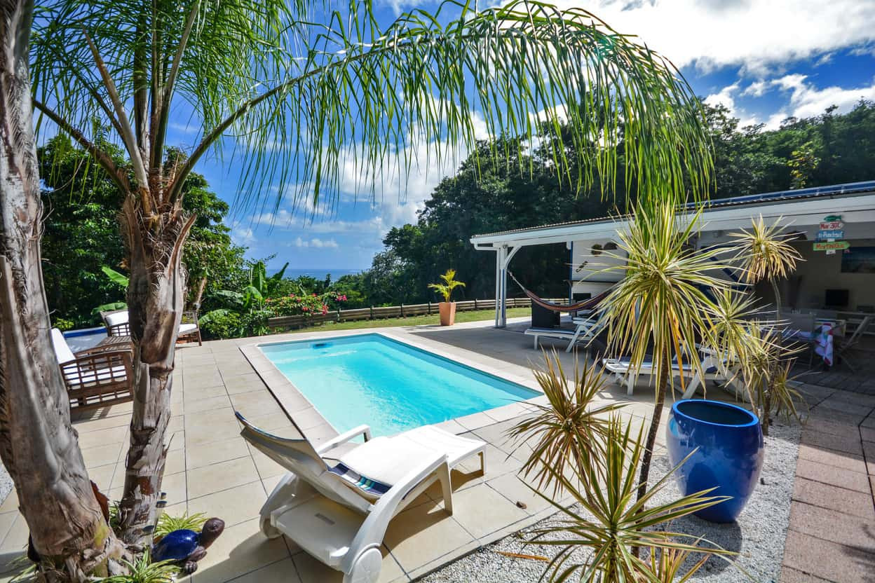 BLEU NATURE Rental Martinique Tartane house pool - La piscine et son entourage de nature luxuriante
