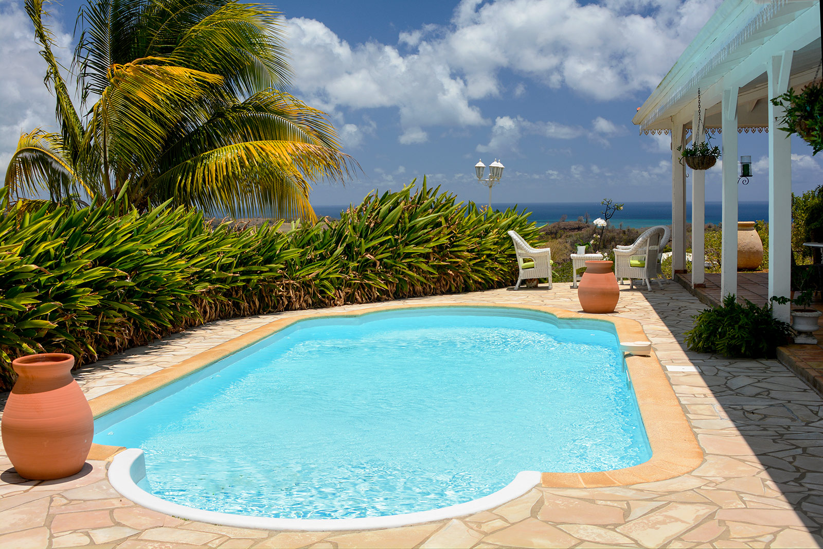Habitation Fleury location villa sud Martinique piscine vue mer Rivière