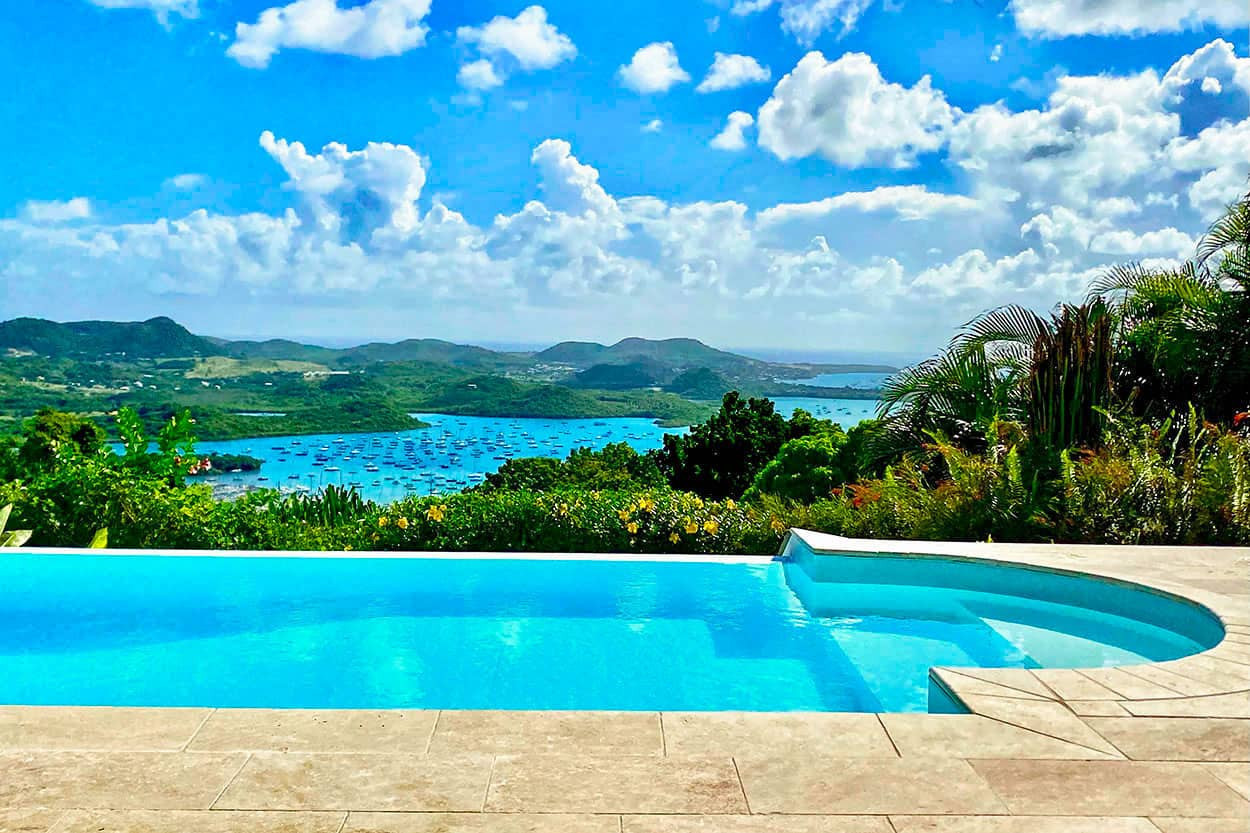 Les LATANIERS location villa de luxe Martinique Sud le Marin vue mer piscine - 