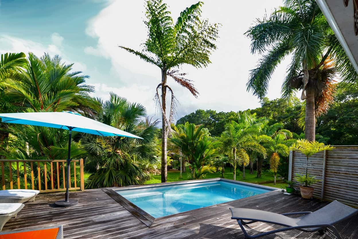 Villa LAS PALMAS location Sud Martinique piscine au mileu d'un jardin tropical - La maison au milieu de la palmeraie