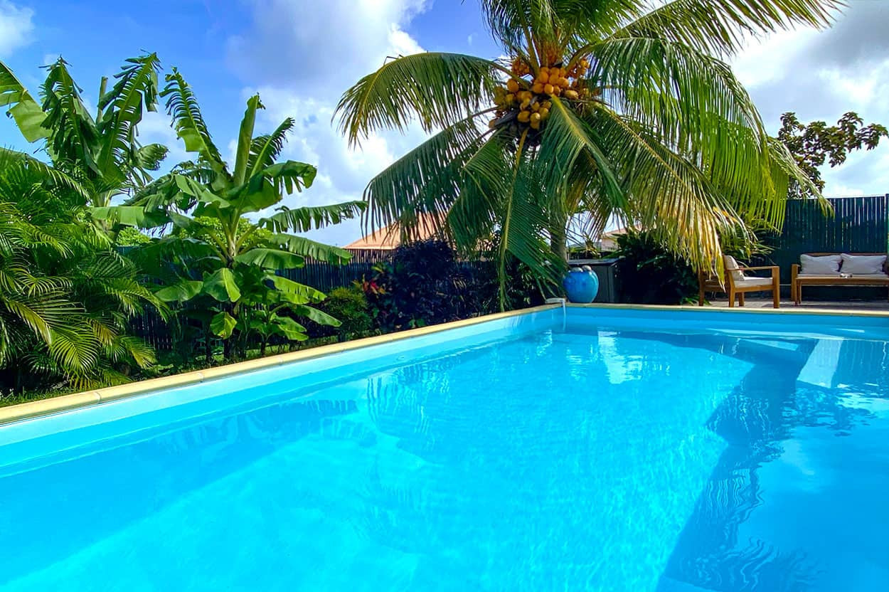 Plongé dans la belle piscine de Cap Antilles