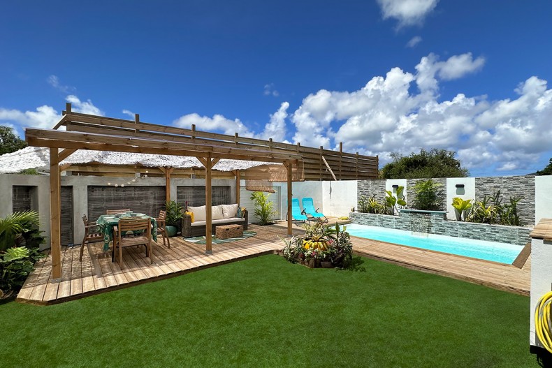 jardin Cascade de Sainte Anne 3 chambres piscine location maison Martinique