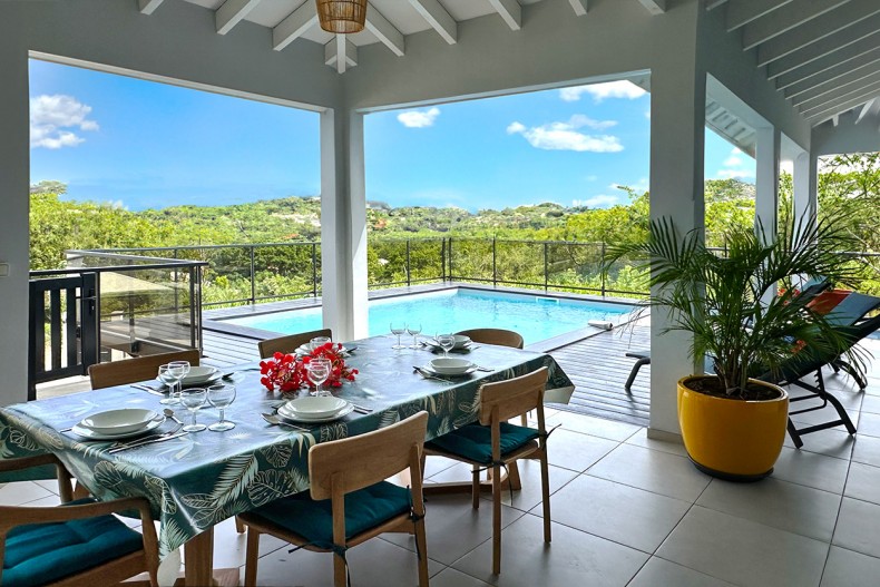 Location villa piscine Diamant bleu