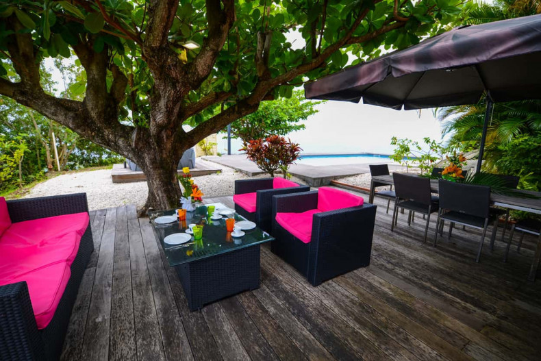A l'ombre de l'arbre sur la terrasse