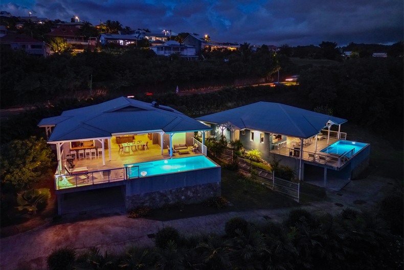 2 villas Martinique Diamant nuit