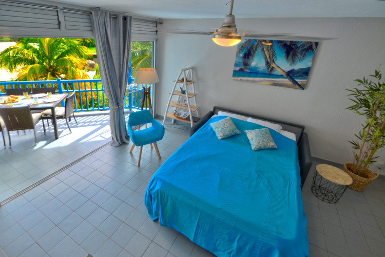 Le salon avec sa salle d'eau équipé en chambre