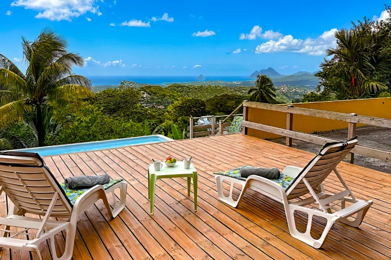 Villa Martinique Hauts rivière Salée vue diamant