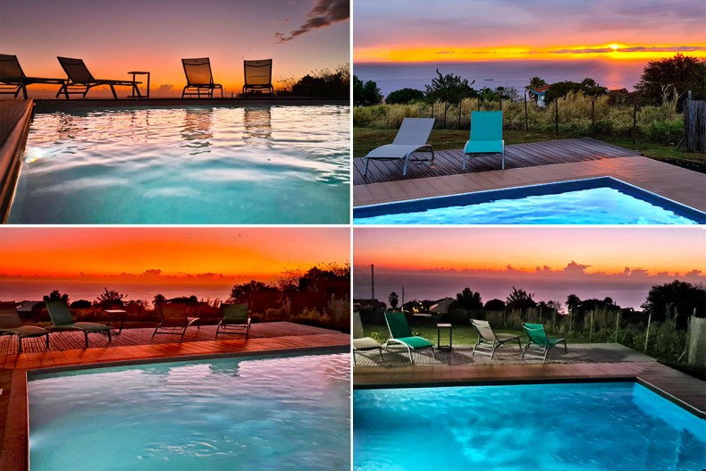 location Le carbet piscine coucher soleil Kaz Bel Vue