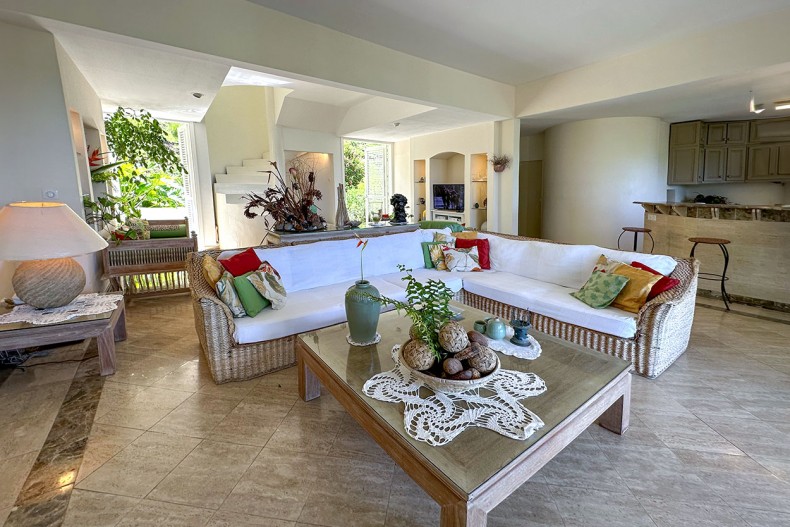 Le salon, et la cuisine en martinique