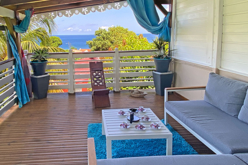 Barbecue lapin terrasse ve mer