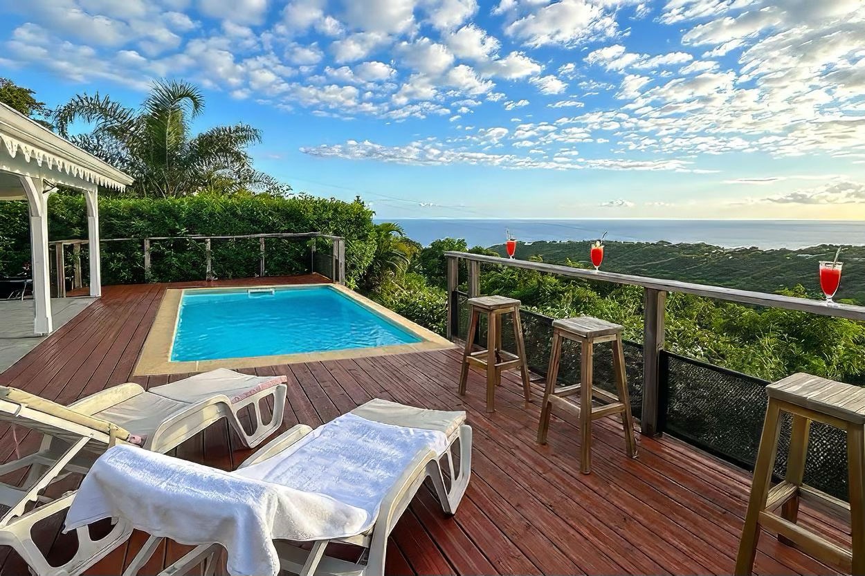 villa TI SUNSET + Bungalow location villa Martinique vue mer et montagne piscine Le Carbet - Bienvenue au ti Sunset